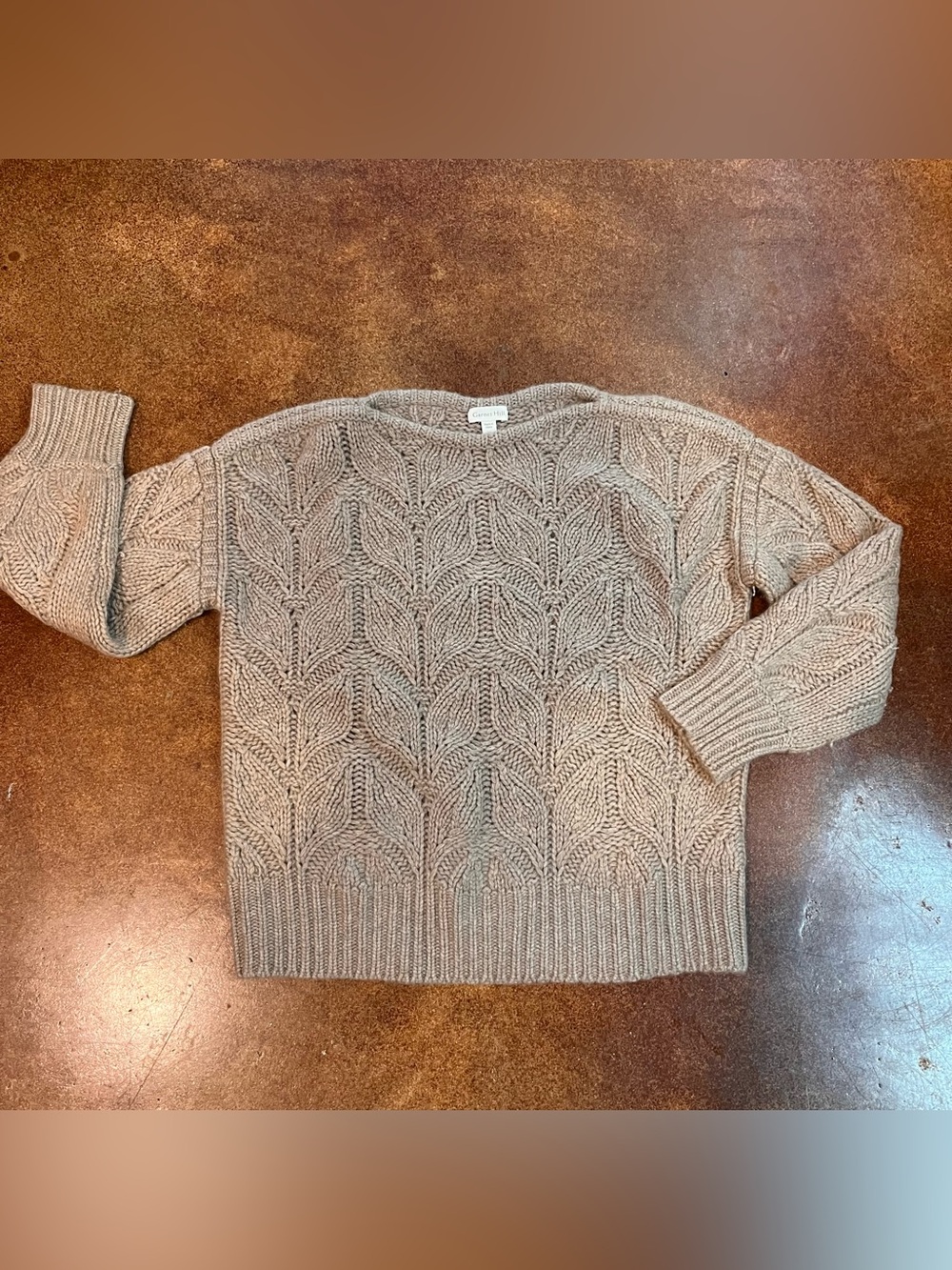 Garnet Hill Cozy Cashmere Cable Knit Women's Sweater - Taupe